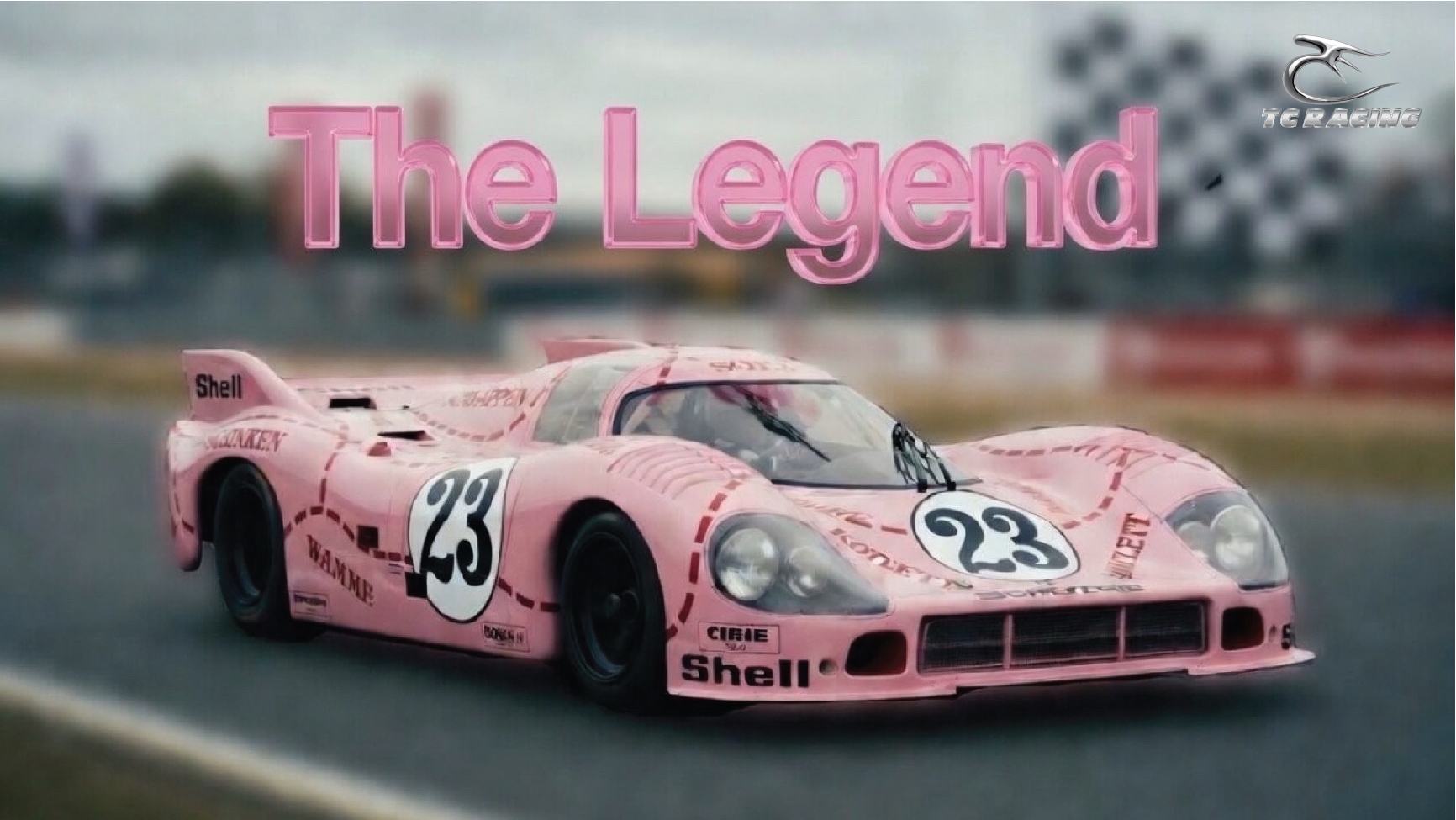 Pink Pig on race track